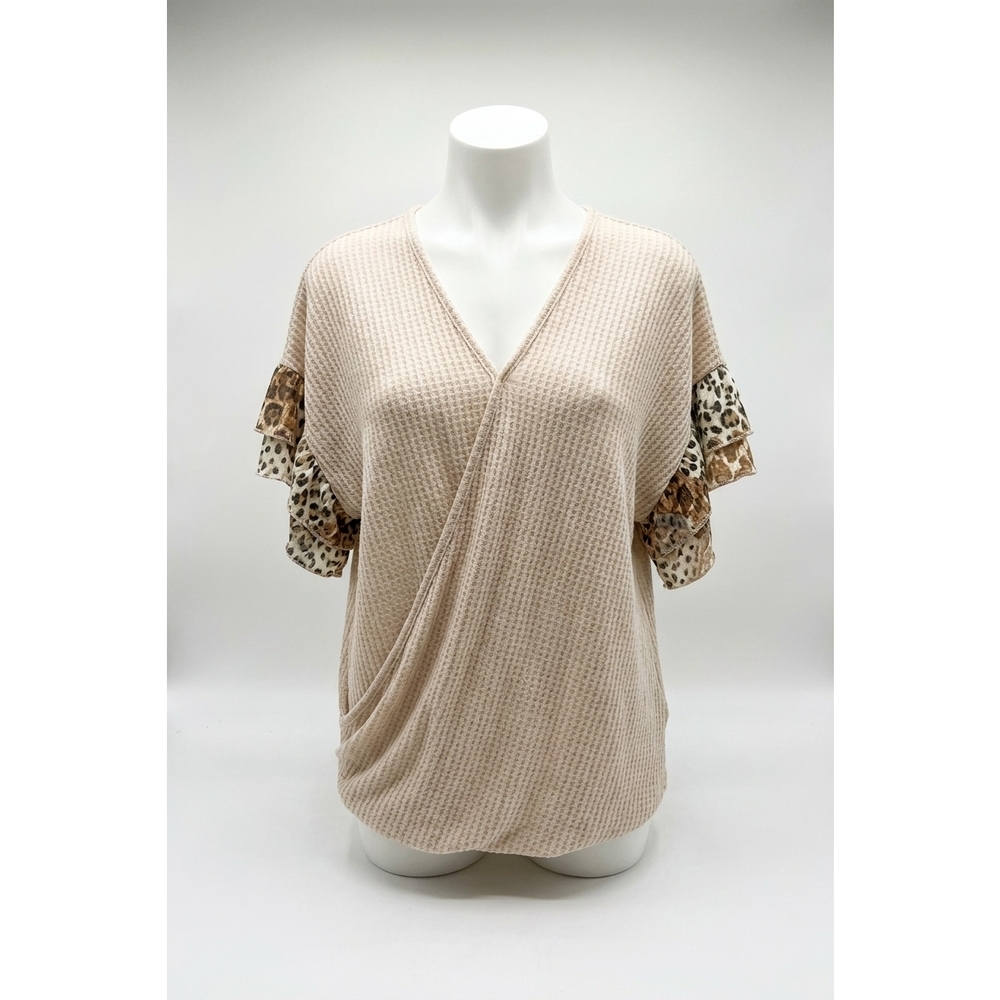 NEW UMGEE women's wrap style tee top in cream